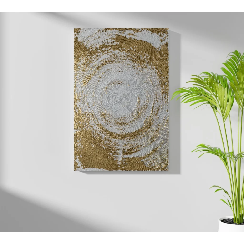 Stunning gold swirl insigne aluminum print with textured concentric circles