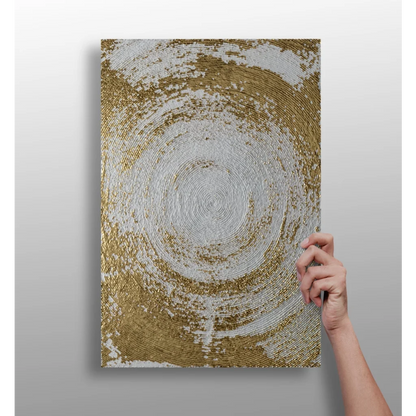 Stunning gold swirl insigne aluminum print with textured gold and white pattern