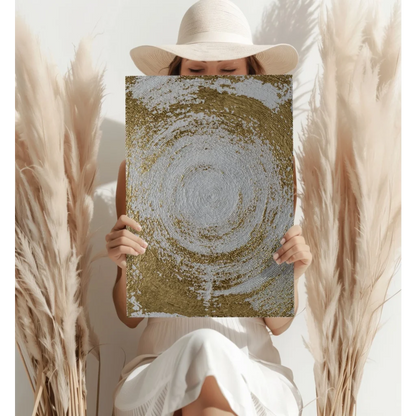 Stunning gold swirl insigne aluminum print with textured concentric circles