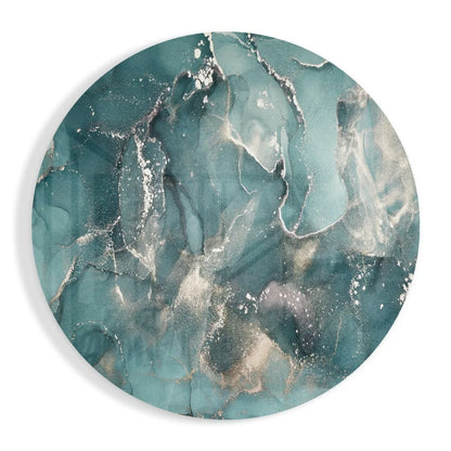 Stunning teal marbled tempered glass art with glossy finish