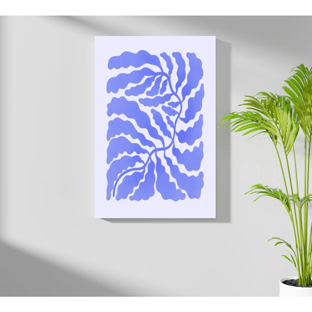 Stylized blue leaf on white for insigne aluminum prints