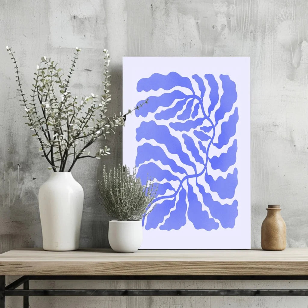 Stunning blue leaf insigne aluminum prints on white background