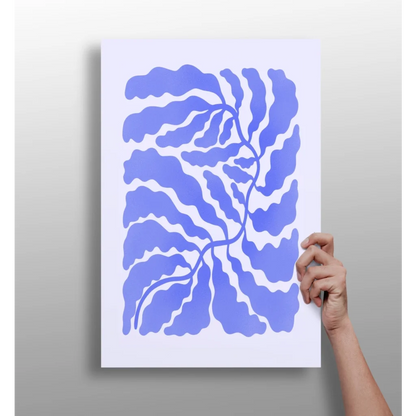 Stunning blue leaf insigne aluminum print on white canvas for modern homes