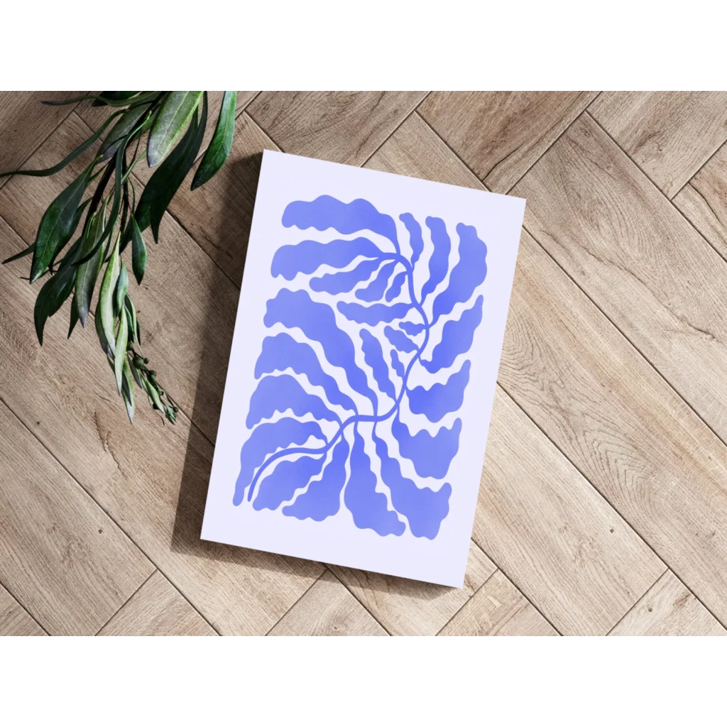 Stunning blue leaf insigne aluminum print on white poster for modern homes