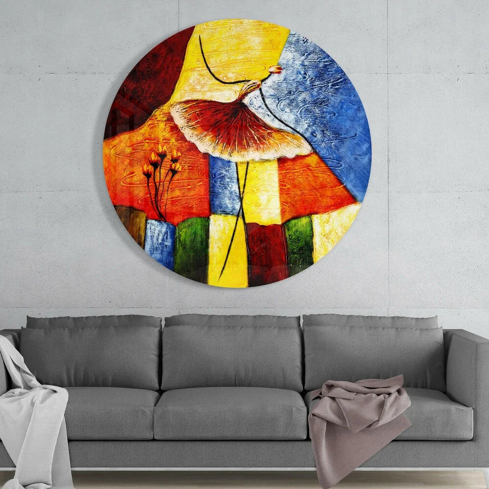 Bold Dancer Tempered Glass Art in Vibrant Geometric Colors | Modern Wall Art Decor | vintageantiquesgifts.com