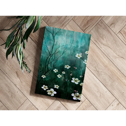 White Blossom Teal Insigne Aluminum Prints Modern Wall Art | Modern Wall Art Decor | vintageantiquesgifts.com