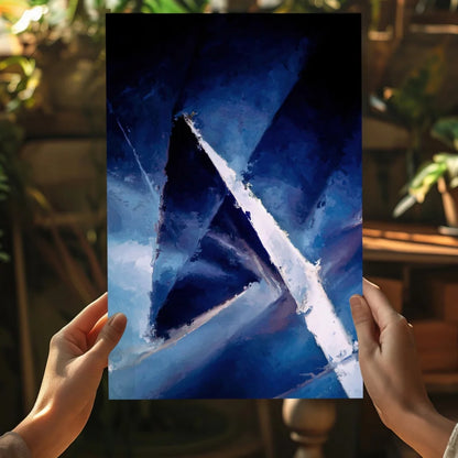 Bold blue triangle insigne aluminum print on canvas