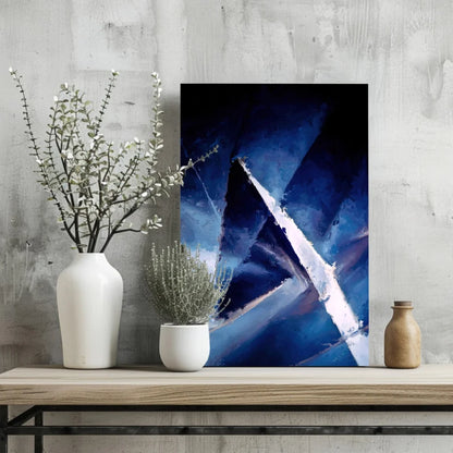 Bold Blue Triangle Insigne Aluminum Print for Modern Spaces | Glass Wall Art Print | vintageantiquesgifts.com