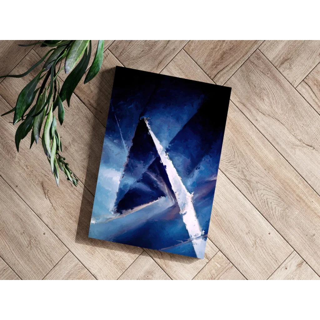 Bold Blue Triangle Insigne Aluminum Print for Modern Spaces | Modern Wall Art Decor | vintageantiquesgifts.com