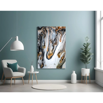 Luxe Gold Marbled Abstract Wall Art Canvas | Contemporary Home Wall Art | vintageantiquesgifts.com