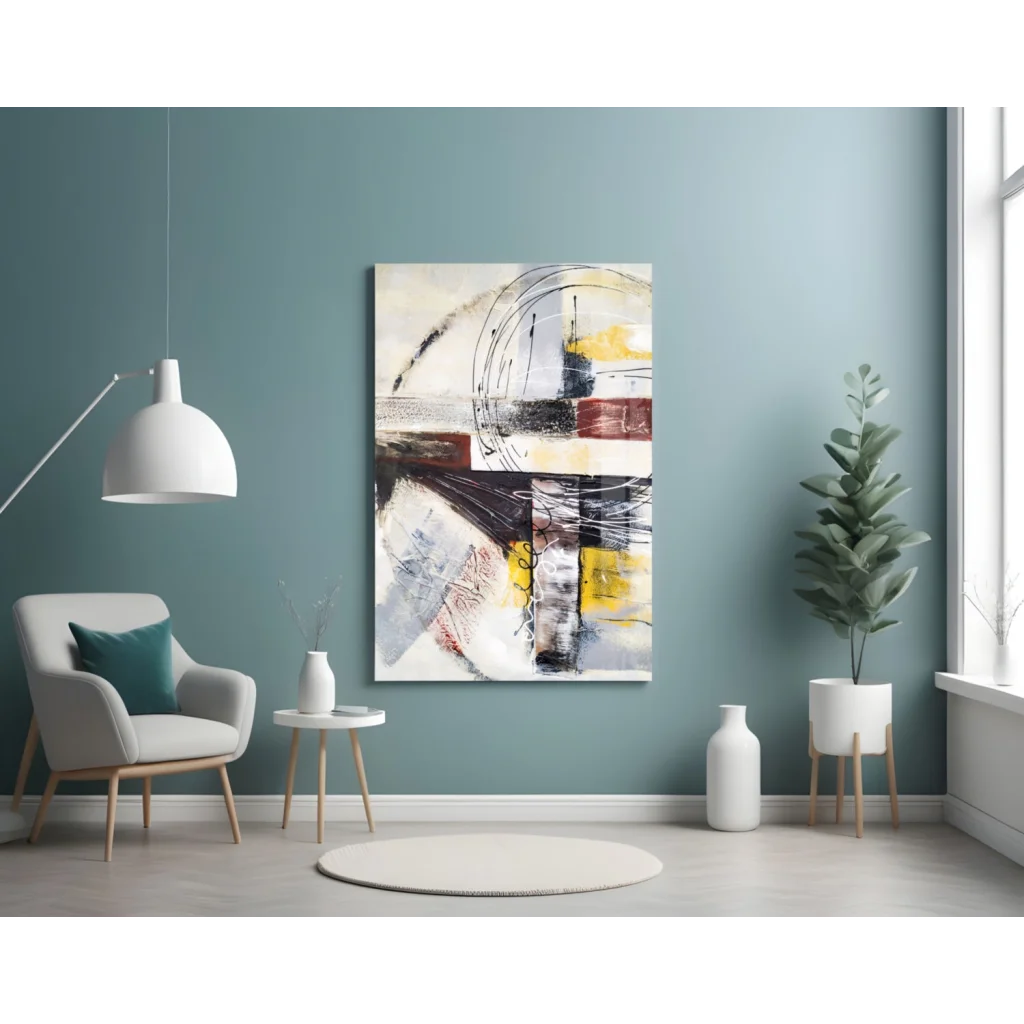 Bold Abstract Canvas Wall Art with Striking Yellow and Black Strokes | Contemporary Home Wall Art | vintageantiquesgifts.com