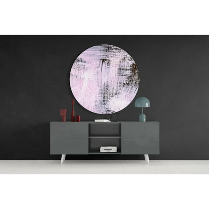 Lavender Black Abstract Tempered Glass Art Circle | Contemporary Home Wall Art | vintageantiquesgifts.com