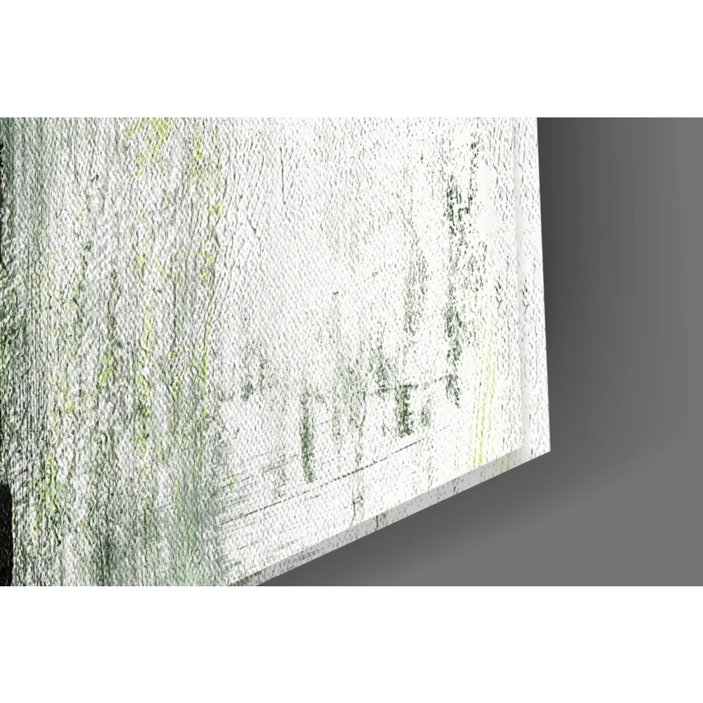 Electric lime green abstract canvas wall art with weathered white texture