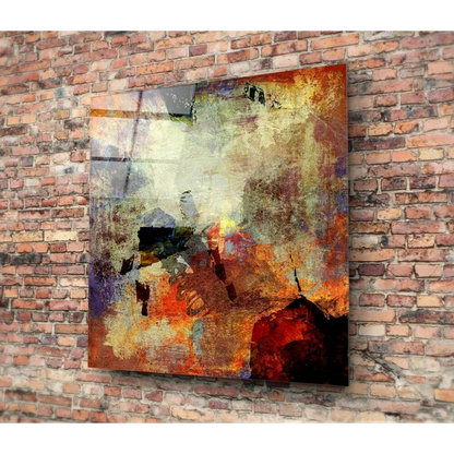 Fiery Abstract Canvas Wall Art with Bold Textured Brushstrokes | Glass Wall Art Print | vintageantiquesgifts.com