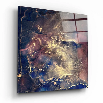 Luxe Swirled Glass Wall Art in Deep Blue Gold and Burgundy | Insigneart USA | vintageantiquesgifts.com