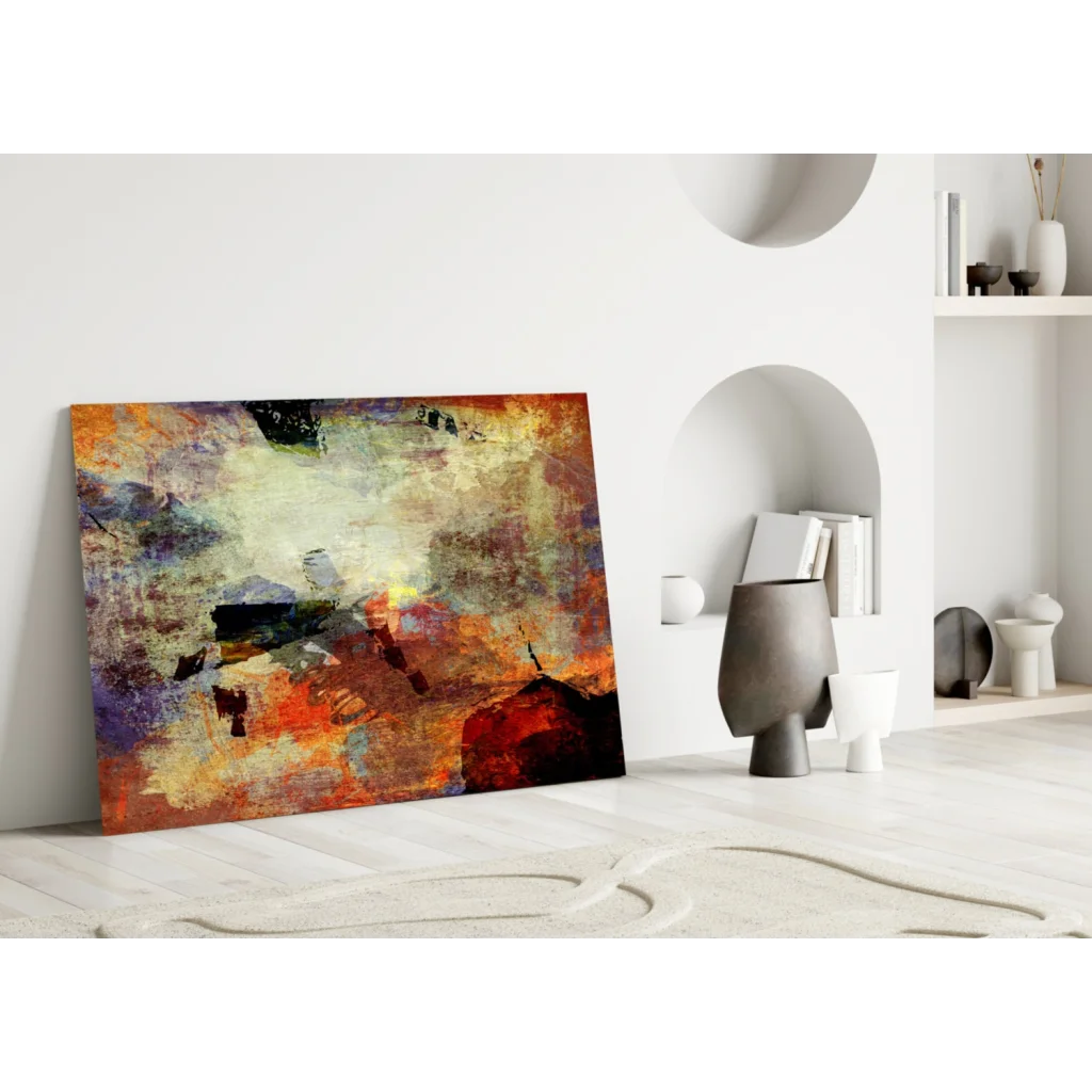 Vibrant Abstract Canvas Wall Art with Bold Orange and Purple Strokes | Modern Wall Art Decor | vintageantiquesgifts.com