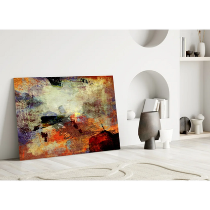 Vibrant Abstract Canvas Wall Art with Bold Orange and Purple Strokes | Modern Wall Art Decor | vintageantiquesgifts.com