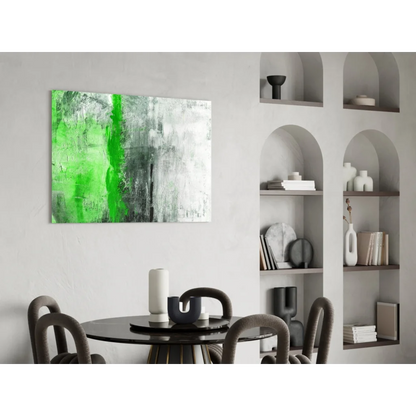 Vibrant green textured abstract canvas wall art with bold brushstrokes