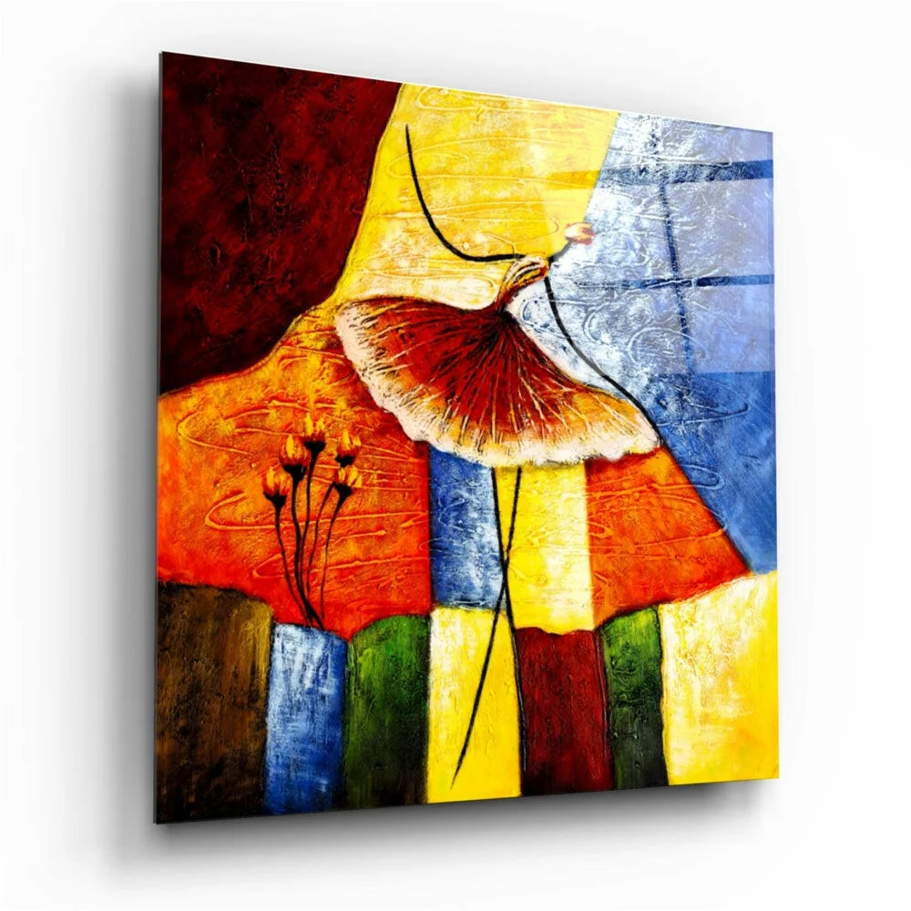 Vibrant abstract dancer wall art canvas with bold geometric colors