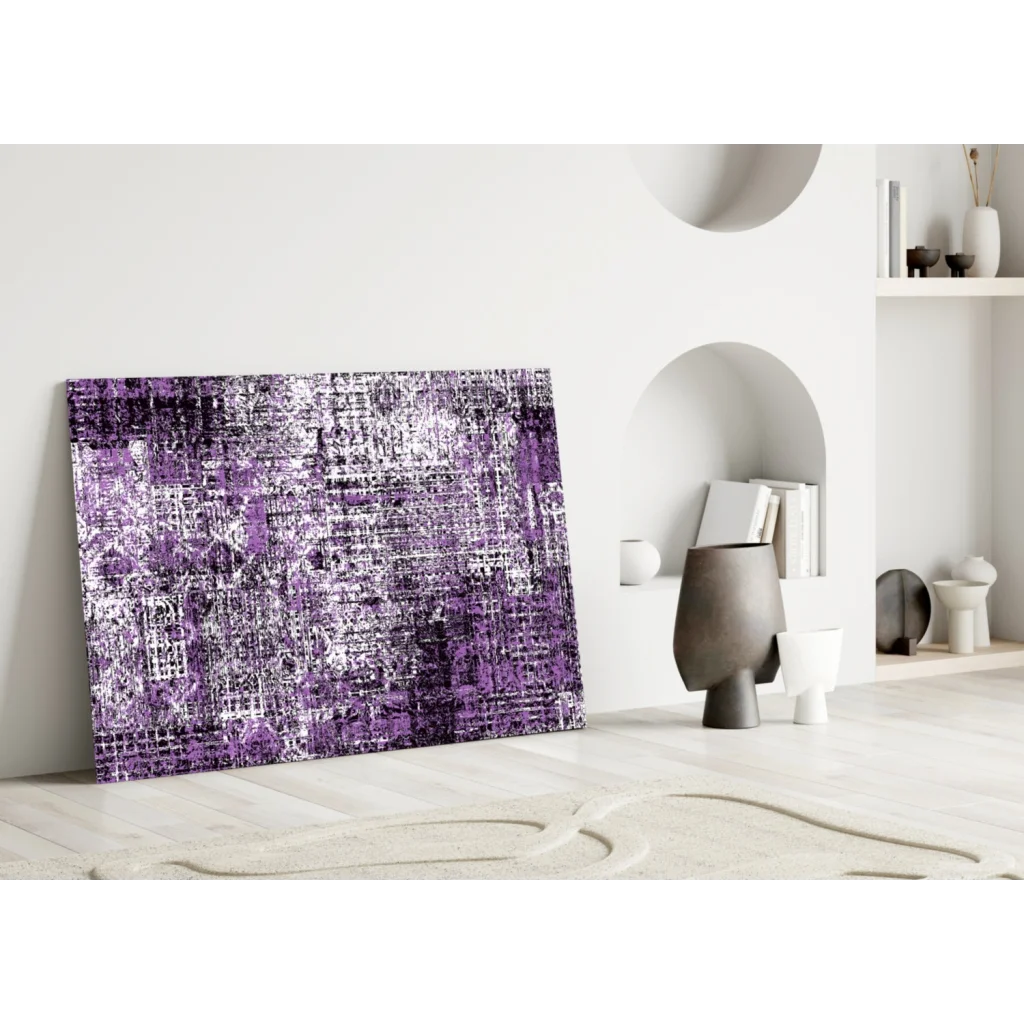 Stunning purple abstract textured wall art with white accents