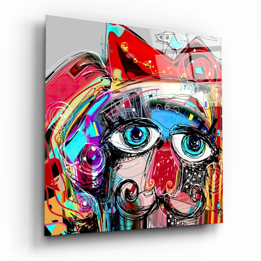 Swirling Face Glass Wall Art with Bold Colors and Glossy Finish | Insigneart USA | vintageantiquesgifts.com