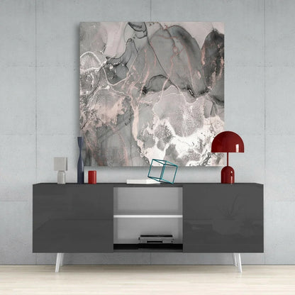 Stunning Marbled Glass Wall Art Panel in Gray and Rose Gold | Contemporary Home Wall Art | vintageantiquesgifts.com