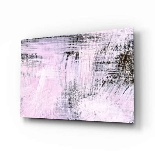 Stunning abstract canvas wall art with pink, white, black brushstrokes
