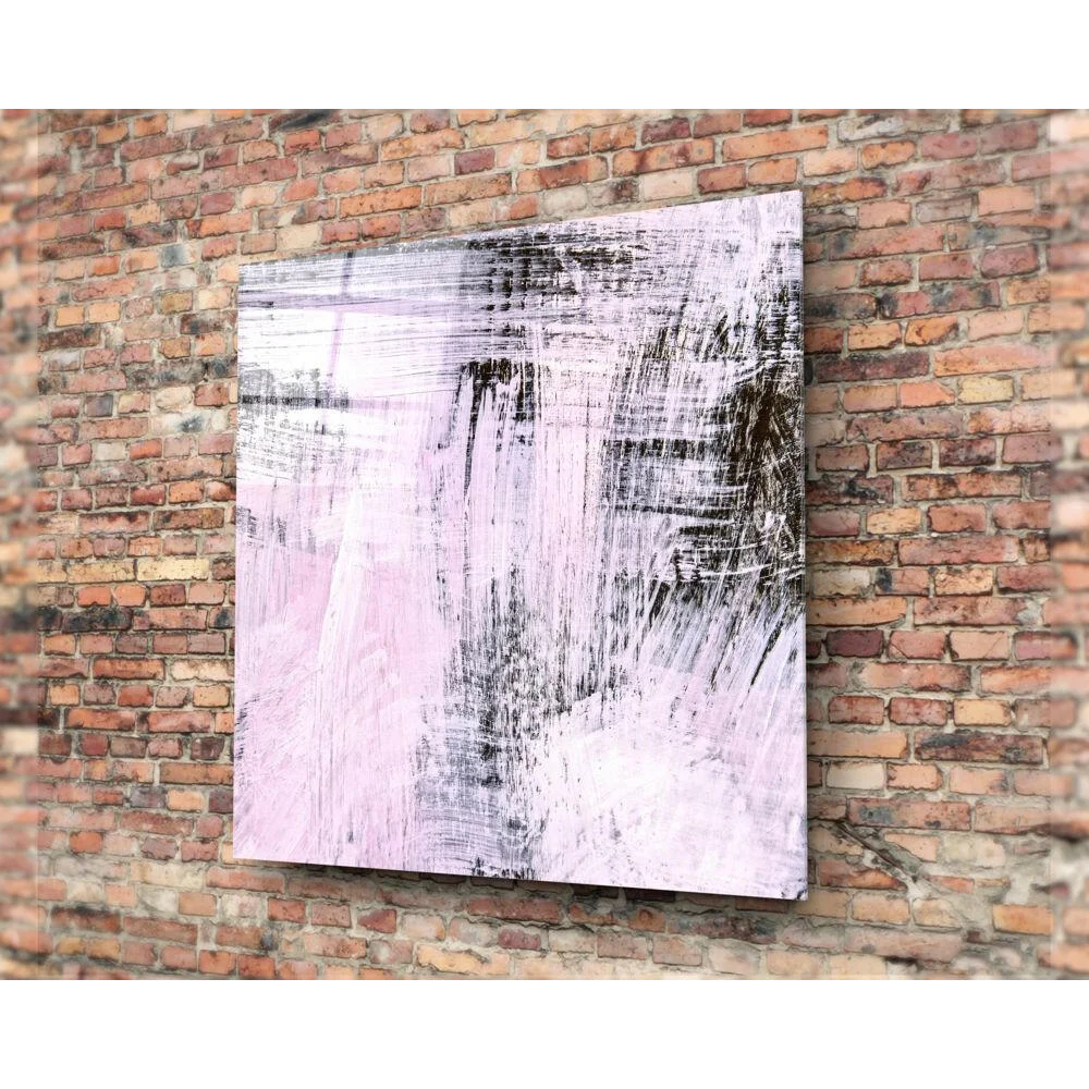 Bold pink abstract canvas wall art with vertical brushstrokes