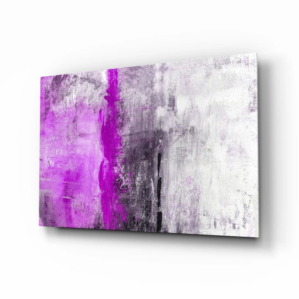 Vibrant purple and gray abstract wall art canvas with bold textured brushstrokes