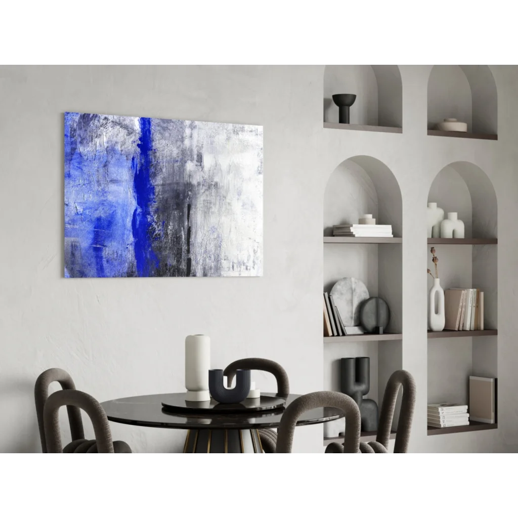 Bold blue streaks abstract canvas wall art on textured background