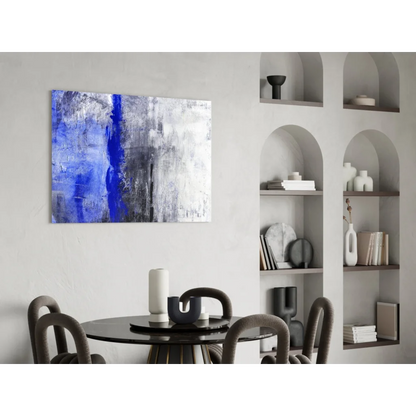 Bold blue streaks abstract canvas wall art on textured background