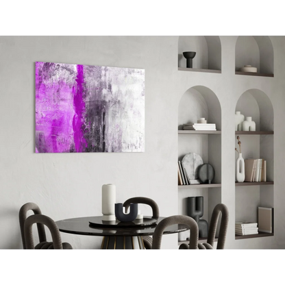 Vibrant purple and gray abstract canvas wall art with bold textured brushstrokes