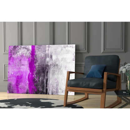 Vibrant purple and gray abstract wall art canvas with bold textured brushstrokes