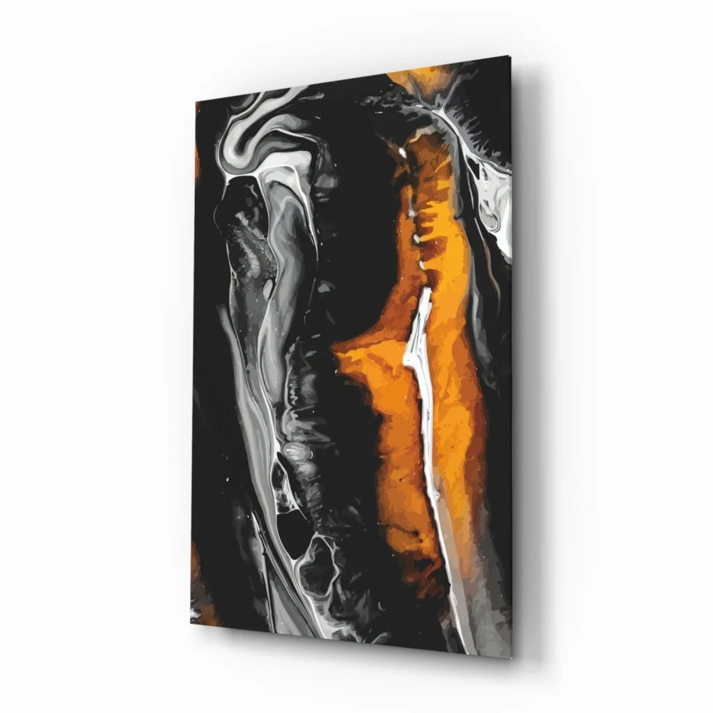 Fiery Orange Swirl Abstract Canvas Wall Art with Glossy Finish | Insigneart USA | vintageantiquesgifts.com