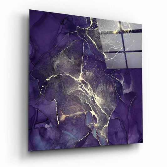 Stunning Purple Gold Swirl Glass Wall Art Panel | Insigneart USA | vintageantiquesgifts.com