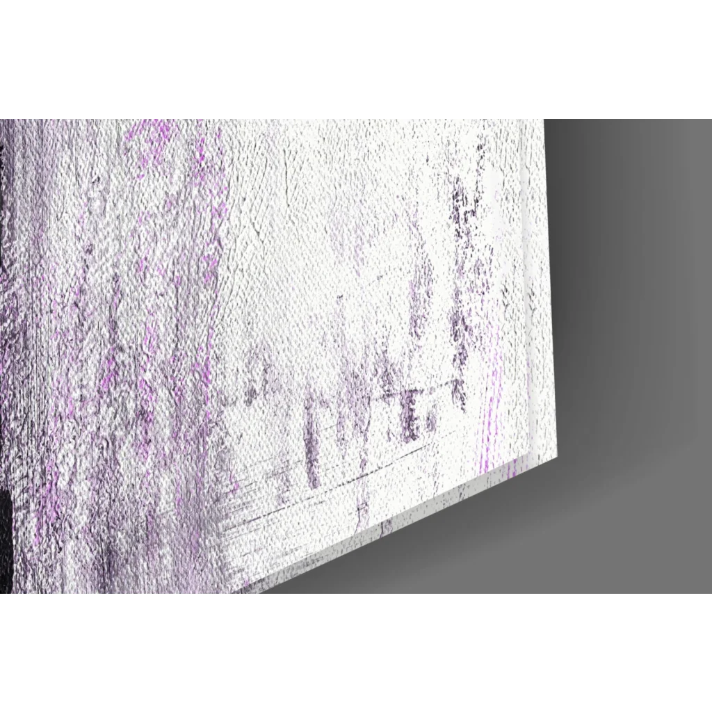 Purple storm textured abstract canvas wall art with white streaks
