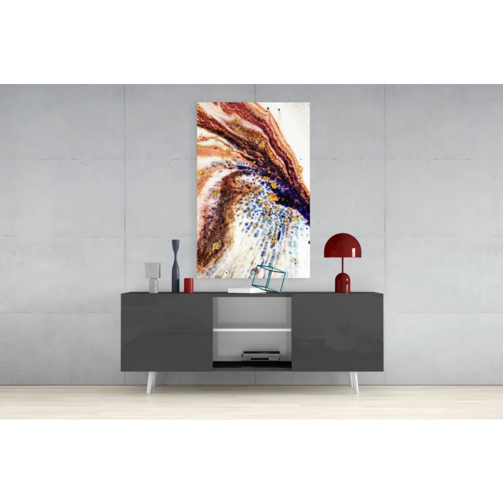 Swirling copper gold purple abstract wall art canvas painting