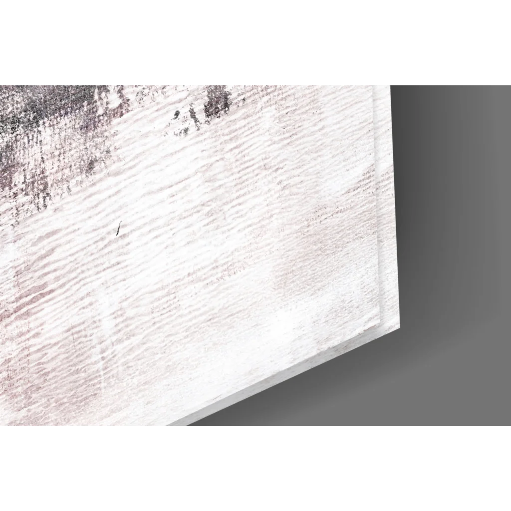 White textured canvas glass wall art with gray and black brushstrokes