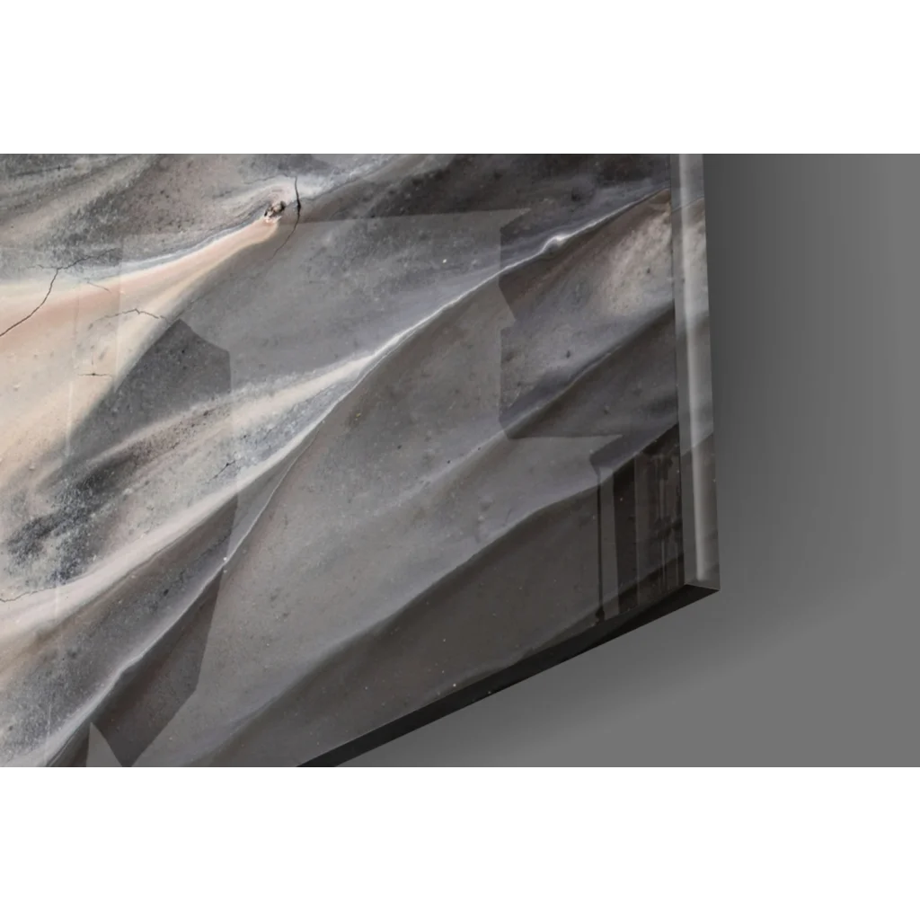 Abstract swirling pink and black wall art canvas with marble texture waves