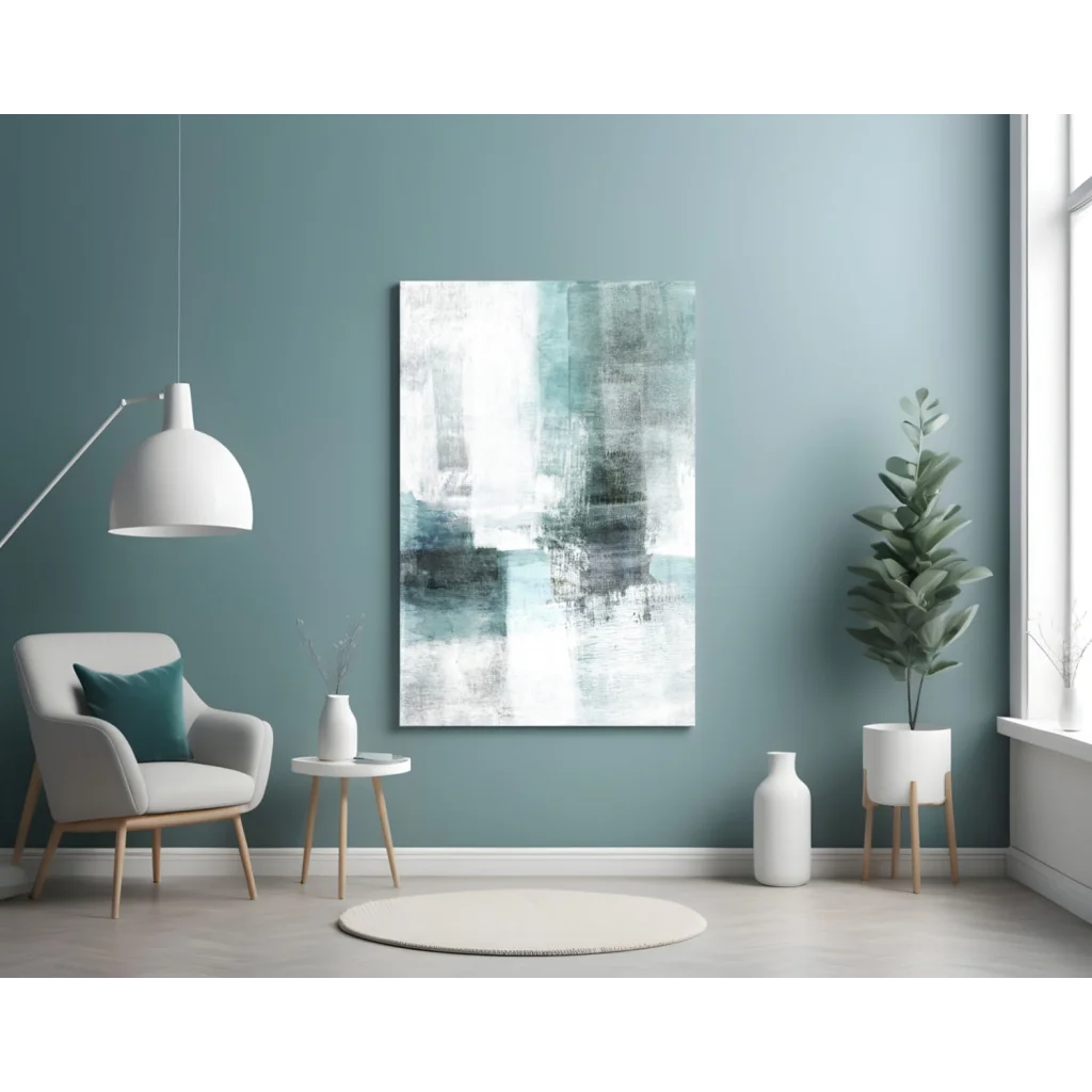Teal Abstract Canvas Wall Art with Textured Brushstrokes | Contemporary Home Wall Art | vintageantiquesgifts.com