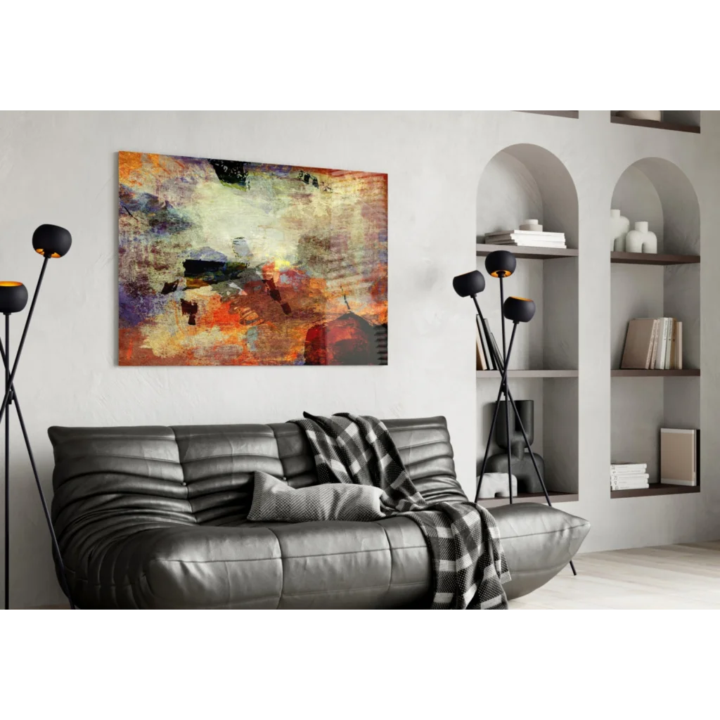 Vibrant Abstract Canvas Wall Art with Bold Orange and Purple Strokes | Contemporary Home Wall Art | vintageantiquesgifts.com