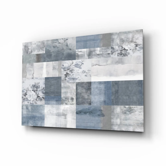 Serene Blue Floral Patchwork Canvas Wall Art | Insigneart USA | vintageantiquesgifts.com