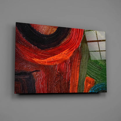Vibrant bold red black green abstract canvas wall art with textured brushstrokes