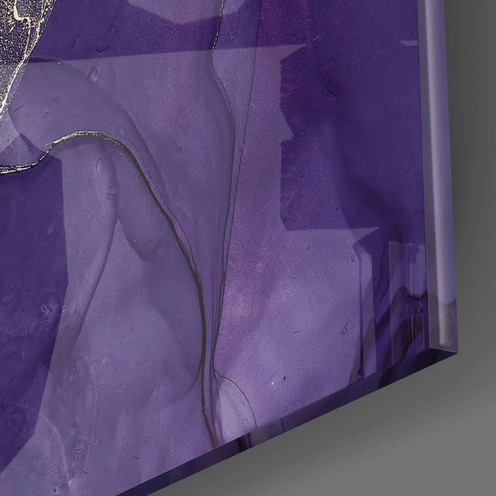 Stunning Purple Gold Swirl Glass Wall Art Panel | Modern Wall Art Decor | vintageantiquesgifts.com