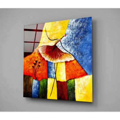 Vibrant abstract dancer wall art canvas with bold geometric colors