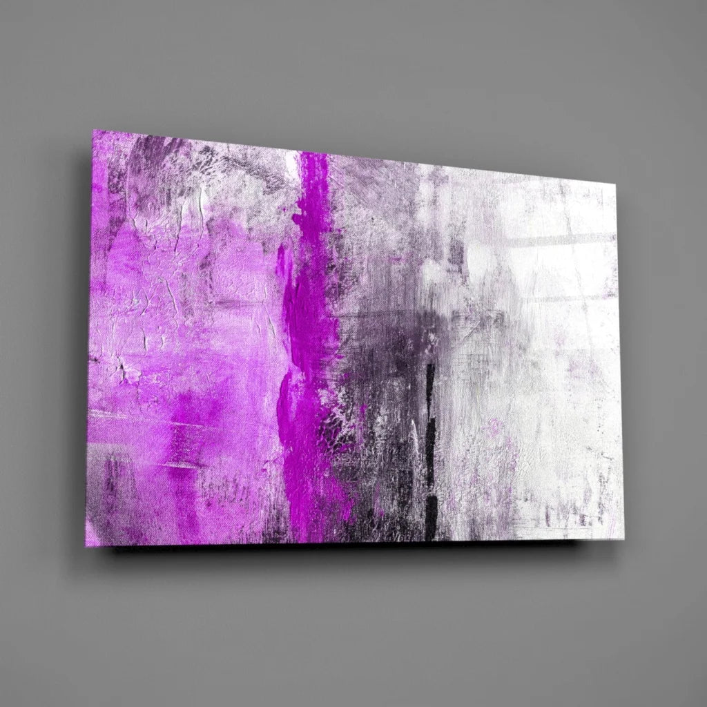 Vibrant purple and gray abstract wall art canvas with bold textured brushstrokes