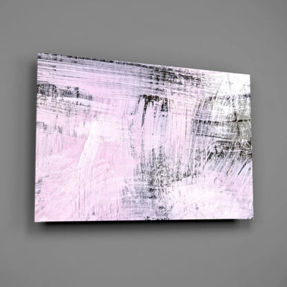 Abstract pink and black canvas wall art with textured brushstrokes