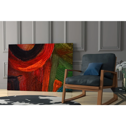 Vibrant bold red black green abstract canvas wall art