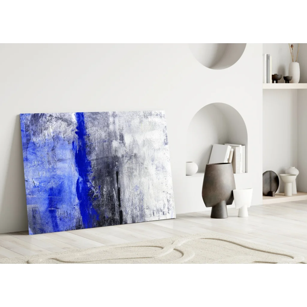 Bold Blue Streaks Abstract Canvas Wall Art | Modern Wall Art Decor | vintageantiquesgifts.com