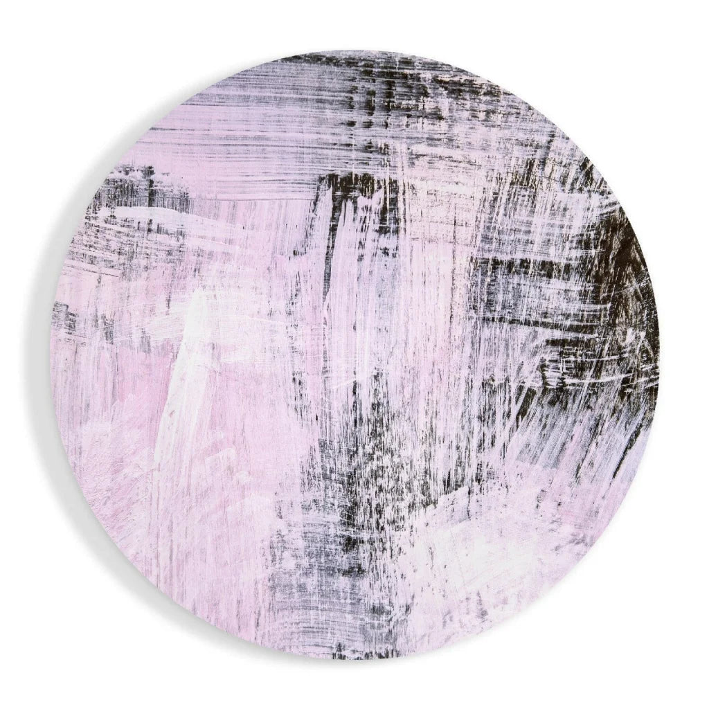 Lavender Black Abstract Tempered Glass Art Circle | Insigneart USA | vintageantiquesgifts.com